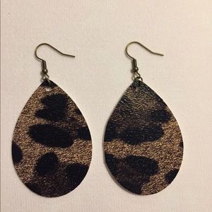 Faux Leather Leopard Earrings